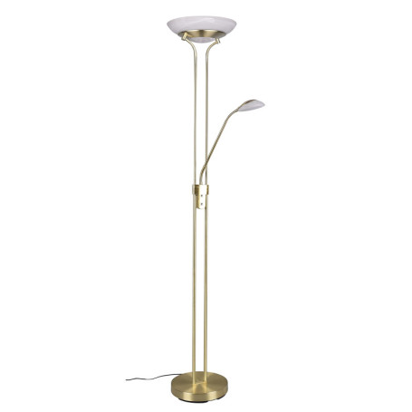 Lampadaire LED Orson avec variateur en laiton mat et verre albâtre