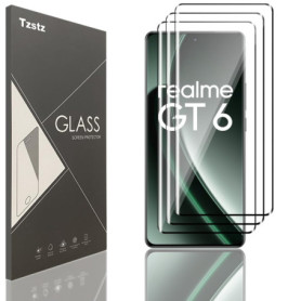 Tzstz Lot de 3 Films de Protection en Verre Trempé pour Realme GT 6/6T - Anti-Rayures et Installation Facile