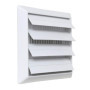 Grille de Ventilation ABS Blanc avec Ailettes et Filet Anti-Insectes - 185 x 185 mm