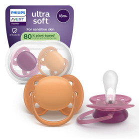 Sucettes Ultra-Douces Philips Avent pour Bébés 18 Mois - Lot de 2 avec Étui