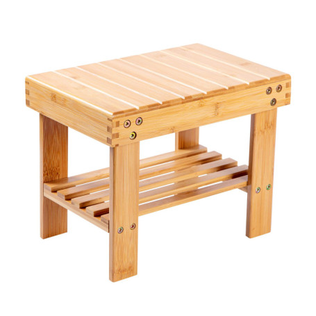 Tabouret en Bambou VaeFae - Repose-Pieds et Étagère de Rangement Durable