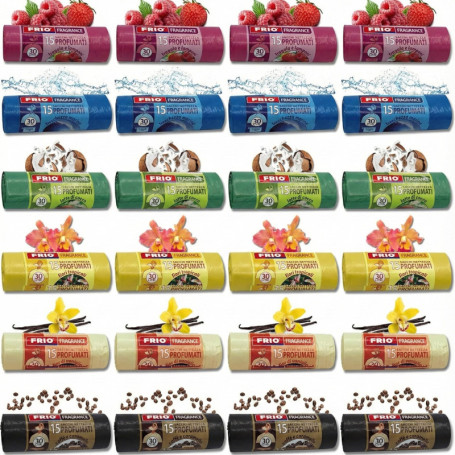 FRIO Multifruiti - 360 Sacs Poubelle Parfumés 30L avec 6 Arômes Assortis