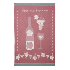 Torchon en Jacquard Côté Vigne - Élégance Française en Coton Bordeaux