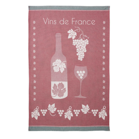 Torchon en Jacquard Côté Vigne - Élégance Française en Coton Bordeaux