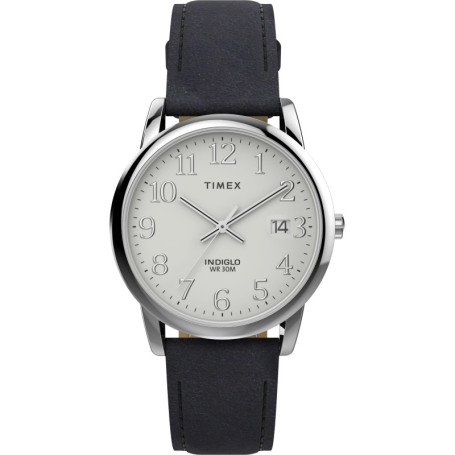 Montre Timex Easy Reader pour Homme - Cuir Noir et Cadran Blanc