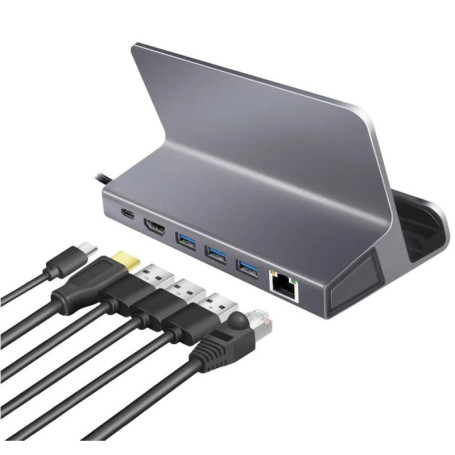 Station d'accueil USB 3.2 Gen1 6 ports avec PowerDelivery 100W - Aluminium