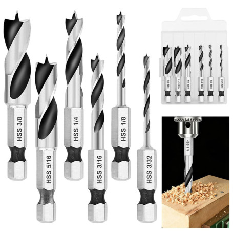 Jeu de 6 Forets Hexagonaux Vunanvu pour Perçage Précis du Bois