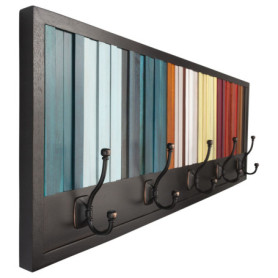 Porte-manteau mural en bois d'acacia naturel avec 5 crochets - Deco Fluent