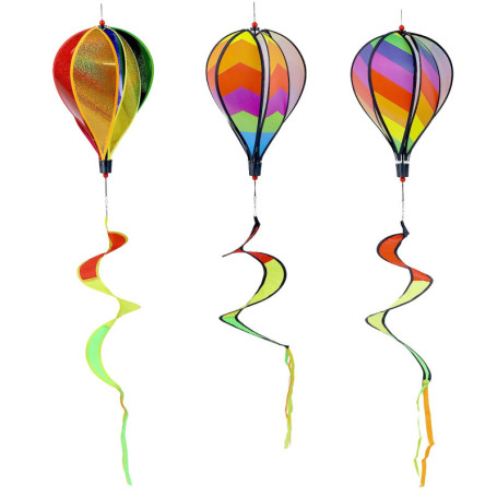 Lot de 3 Éoliennes Décoratives Multicolores 110 cm pour Intérieur et Extérieur