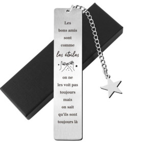 Marque-Page Amitié en Argent avec Boîte Cadeau Élégante