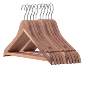 Lot de 24 Cintres en Bois de Cèdre avec Barre Antidérapante pour Costumes