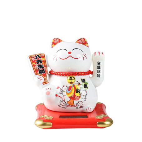 Chat Porte-Bonheur Solaire Maneki Neko - Décoration Amusante pour Bureau ou Maison