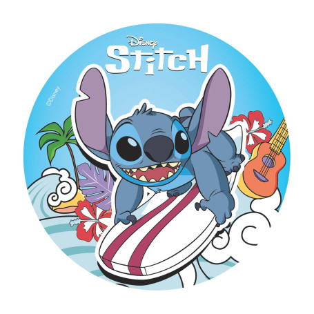 Dekora, Stitch, Disque d'Azyme Comestible, Décoration pour Gâteaux d'Anniversaire d'Enfants, Rond 20 CM