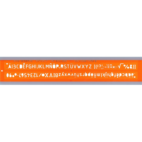 Gabarit de Trace Lettres MINERVA ISO 3098/1 - Orange Transparent