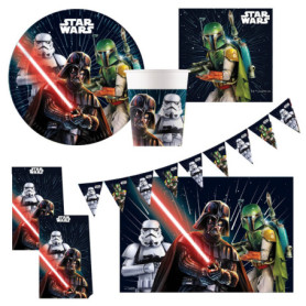 Set de Vaisselle Jetable Star Wars Galaxy pour Anniversaire - 46 Pièces