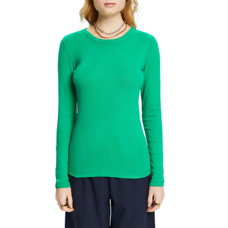 T-Shirt Femme Col Montant Côtelé ESPRIT Vert 310 XL