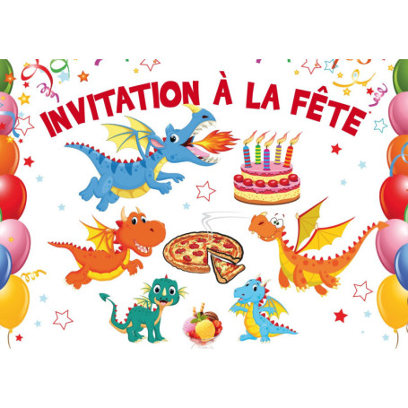 Lot de 10 cartes d'invitation amusantes dinosaures et dragons