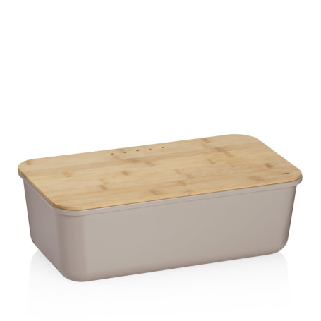 Boîte à pain grise avec couvercle en bambou - Kela Apart