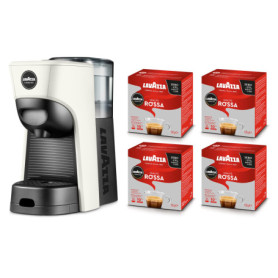Cafetière Lavazza A Modo Mio Tiny Eco Bianca avec 64 capsules incluses