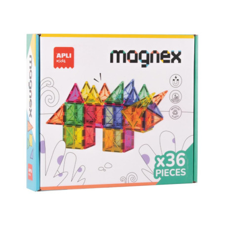 APLI Kids Magnex - Jeu de Construction Magnétique 3D, 36 Pièces Éducatives