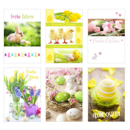 Lot de 6 cartes de Pâques avec enveloppes assorties