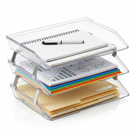 Bac à Courrier Acrimet Facility 3 Niveaux en Plastique Transparent