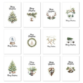 Lot de 12 cartes de Noël haut de gamme avec enveloppes assorties