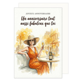 Carte d'Anniversaire Élégante avec Enveloppe - Joyeux Anniversaire pour Femme