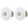 Bouton de Tiroir en Porcelaine Vintage - Finition Nickel 30 mm