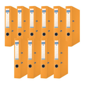 Lot de 10 Classeurs A4 Orange à Anneaux en D - OFFICER PRODUCTS