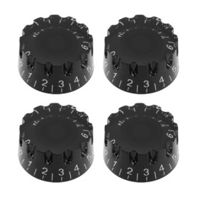 ECSiNG Lot de 4 Boutons de Vitesse Crantés pour Guitare - Contrôle Volume et Tonalité Noir