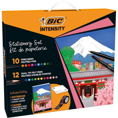 Set de Papeterie BIC Intensity Japonais - 25 Pièces Colorées