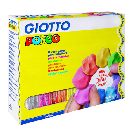 Giotto Pongo - Boîte de 12 Pains de Pâte à Modeler Multicolores
