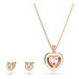 Parure Swarovski Cœur en Cristal Rose avec Boucles d'Oreilles