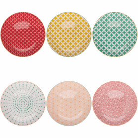 Lot de 6 assiettes plates en porcelaine multicolore - Design audacieux
