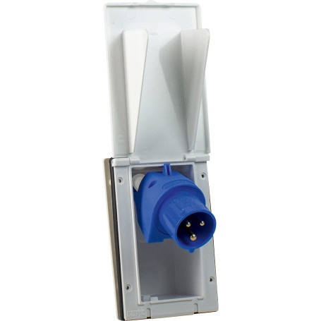 Prise d'alimentation CEE 230 V pour caravane avec clapet - IP44 - Blanche