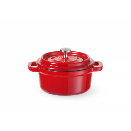 Cocotte en Fonte Émaillée HENDI avec Couvercle Rouge - 0,27L