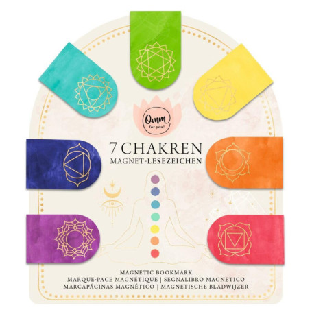 Lot de 7 Marque-Pages Magnétiques Chakras avec Guide d'Interprétation