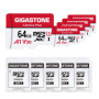 Lot de 5 Cartes Mémoire Gigastone 64 Go - Vitesse 95 Mo/s pour Caméras et Drones