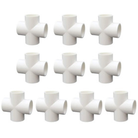 Kit de 10 Connecteurs Croix 4 Voies en PVC pour Serres et Meubles - JIHUOO