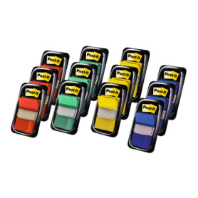 Post-it Index Marqueurs Adhésifs Colorés - Lot de 12 avec Distributeurs Gratuits