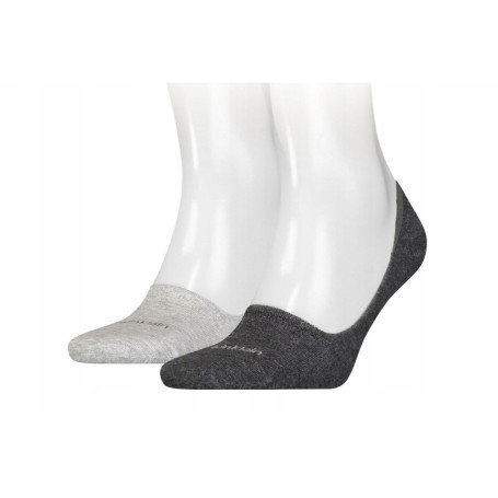 Chaussettes Invisibles Calvin Klein en Coton - Lot de 2, Gris Foncé