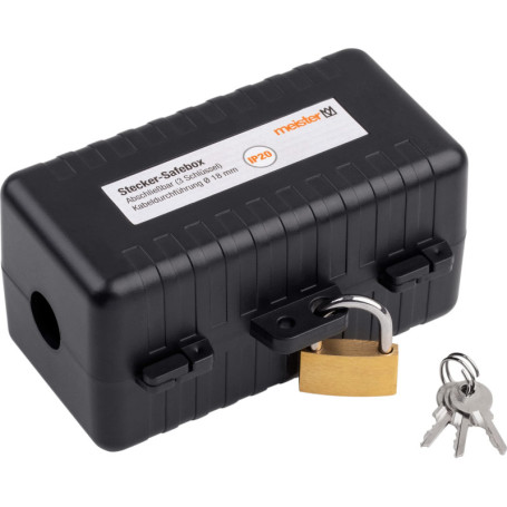 Meister Safebox Noir - Boîte de Rangement avec Cadenas et Clés pour Câbles jusqu'à 18 mm