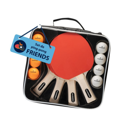 Set de Tennis de Table HUDORA Friends - 4 Raquettes et 8 Balles avec Sac de Rangement