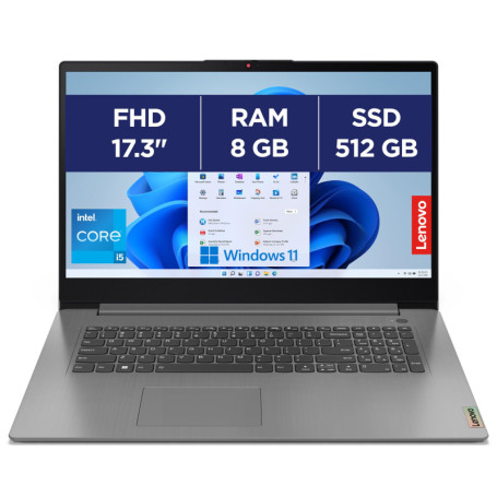 Lenovo IdeaPad 3 17IRU7 - Ordinateur Portable 17.3'' FHD, Intel Core i5, 8Go RAM, 512Go SSD, Gris