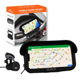 Support Téléphone Moto Étanche avec Chargeur Rapide 2.1A - Compatible jusqu'à 7,2"