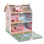 Maison de Poupée en Bois Portable DQB DeQUBE avec Grenier et Jardin - 7 Accessoires Inclus