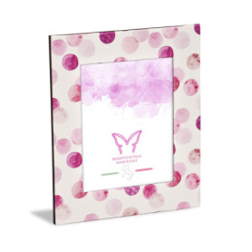 Cadre Photo de Table Mareli en Tissu Blanc à Pois Fuchsia - 13x18 cm