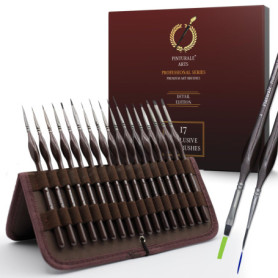 Ensemble de 17 Pinceaux Fins Professionnels avec Étui Élégant - Pinturale Arts