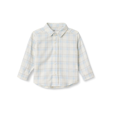 Chemise Boutonnée en Flanelle à Carreaux pour Garçon - Ivoire Bleu Lumière